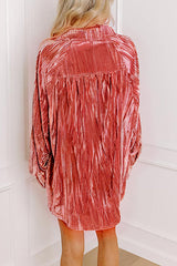 Solid Color Velvet Light-sensitive Drape Loose Shirt