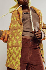 Unique Pattern Lapel Loose Long-sleeved Knitted Sweater