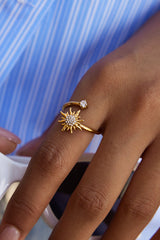 Fashionable Zircon Sun-shaped Stainless Steel Ring