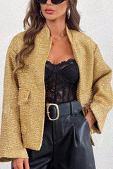Fashion Sequin Long Sleeve Casual Pocket Loose Jacket