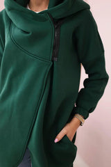 Solid Color Loose Hooded Zip-up Casual Sports Jacket