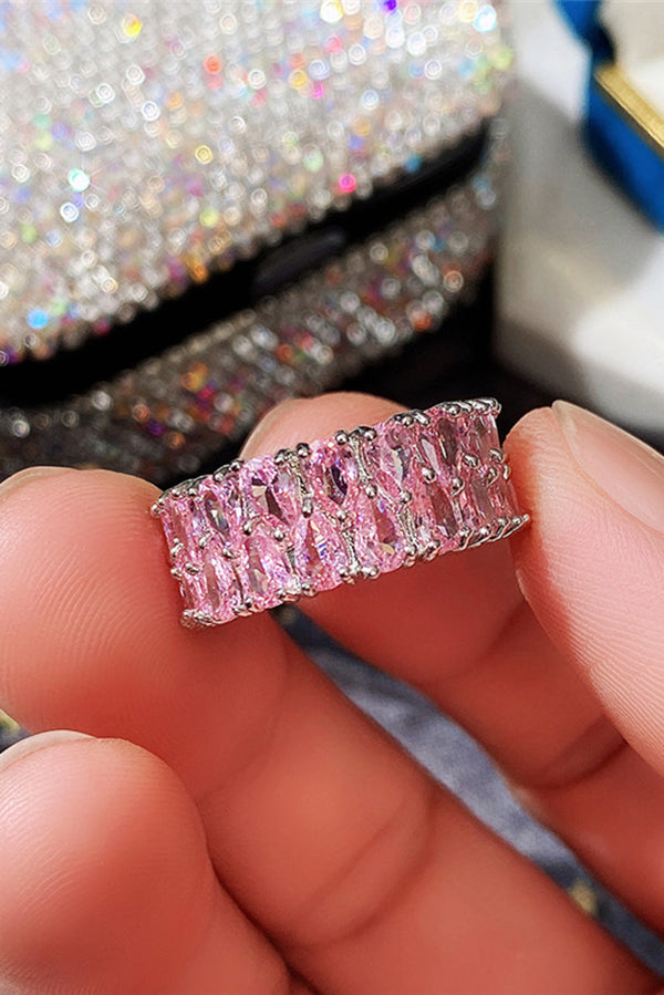 Light Luxury Double Row Drop Zircon Ring