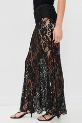 Make An Entrance Floral Stretch Lace Mid Rise Flare Maxi Skirt