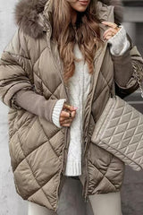 Solid Color Loose Long-sleeved Hooded Zip-up Casual Jacket