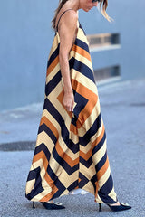 Contrast Stripe Sling Loose Dress