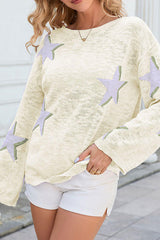 women's five-pointed star knitted long sleeve sweater