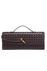 Woven Soft Leather Horizontal Square Accordion Bag