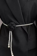 Elegant Camellia Pearl Waist Necklace