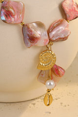 Fashion Pink Beaded Shell Beach Style Necklace