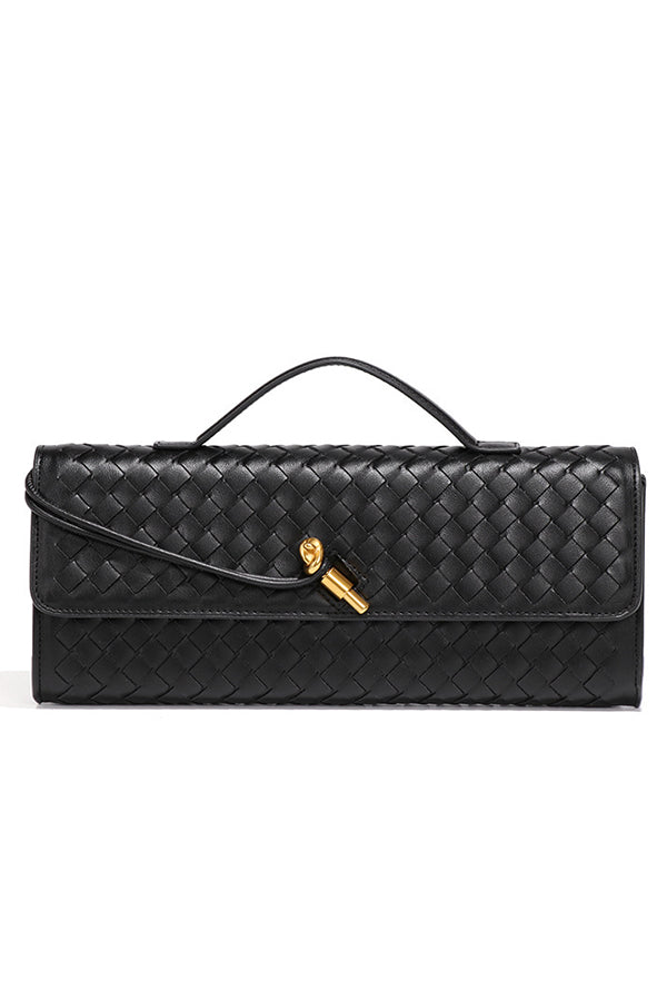 Woven Soft Leather Horizontal Square Accordion Bag