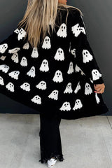 Halloween Ghost Pattern Casual Long Knit Sweater