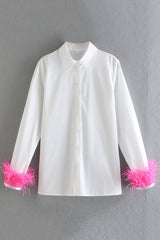 Fashionable Feather Long-sleeved Casual Loose Shirt