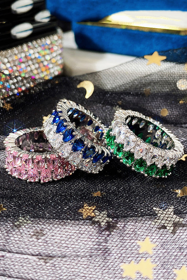 Light Luxury Double Row Drop Zircon Ring