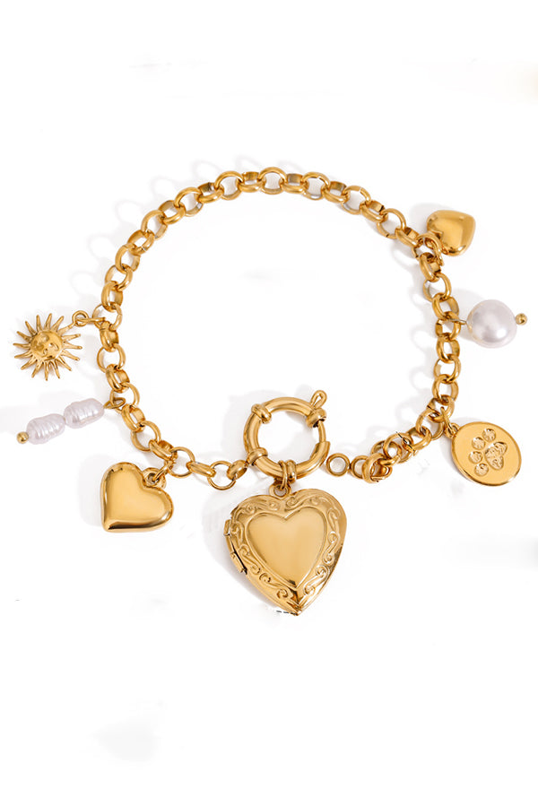 Fashionable Heart Shaped Embellished Bracelet