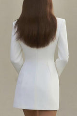 Fashion Lapel Long Sleeve Button Ruffle Trim Mini Dress