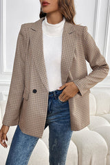 Vintage Houndstooth Lapel Long-sleeved Casual Blazer