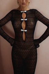 Sexy Backless Long-sleeved Knitted Slim-fit Maxi Dress