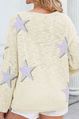 women's five-pointed star knitted long sleeve sweater