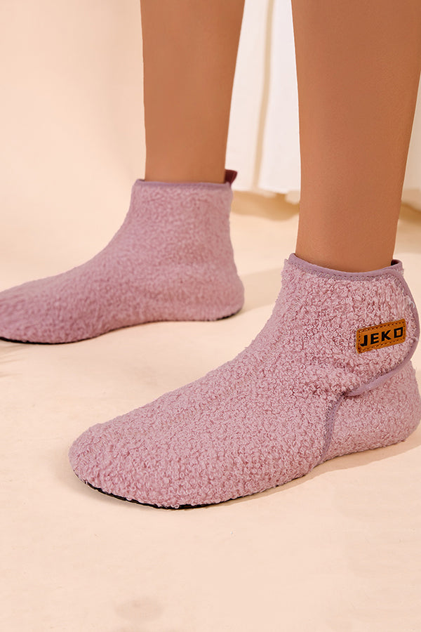 Fashionable Velcro Home Non-slip Plush Warm Snow Boots
