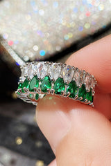 Light Luxury Double Row Drop Zircon Ring