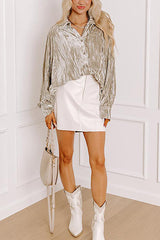 Solid Color Velvet Light-sensitive Drape Loose Shirt