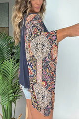 Unique Ethnic Print Batwing Sleeve Loose Top