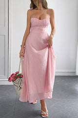 Solid Color Halter Backless Lace-up Holiday Slim Maxi Dress