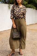 Solid Color Splicing Casual Vacation Maxi Skirt