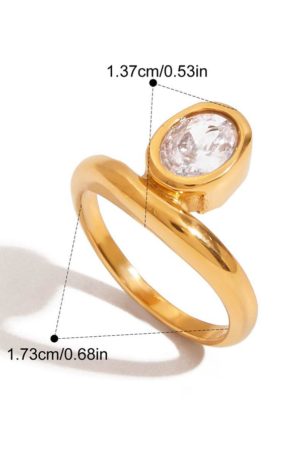 Elegant Zircon Geometric Titanium Steel Ring