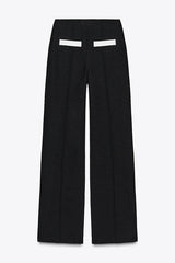 Fashion Contrast Color Stretch High Waist Casual Straight Pants
