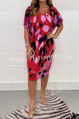 Printed Crew Neck Oversized Multicolor T Bar Dress