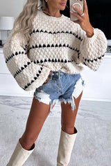 Boadi Contrast Striped Crew Neck Long Sleeved Knitted Sweater