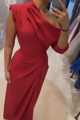 Single Tonight Ruched Irregular Neck One Half Sleeve Formal Maxi Dress