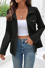 Fashion Long Sleeve Pocket Casual Zipper Jacket