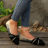 Fashionable Bow Colorblock Casual Flats