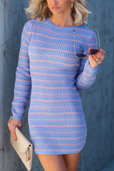 Something Sweet Knit Stripe Long Sleeve Sweater Mini Dress