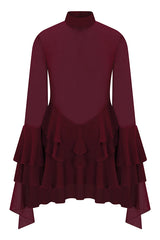 Fashionable Chiffon Long-sleeved Ruffled Slim-fit Mini Dress