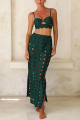 Elegant Openwork Slit Vacation Maxi Skirt