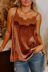 Fashionable Lace Patchwork Camisole Loose Top