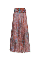Bella Stretch Mesh Unique Print Bodysuit and High Rise Elastic Waist Maxi Skirt Set