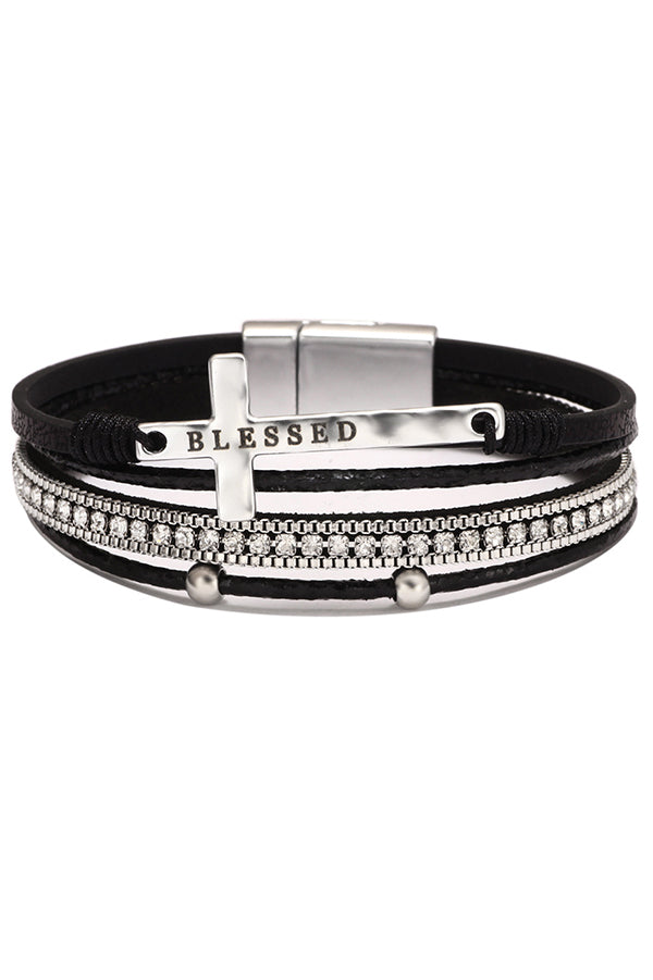 Bohemian Cross Diamond Magnetic Clasp Bracelet