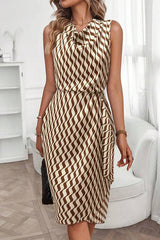 Unique Print Draped Front Neck Asymmetric Hem Mini Dress