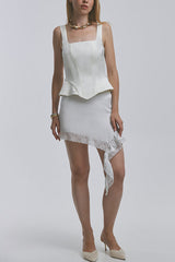 Fashionable Lace Asymmetrical Elegant Mini Skirt
