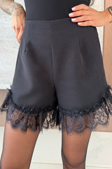 Amazing Items Lace Trim High Rise Elastic Waist Loose Mini Shorts