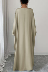 Solid Color Elegant V-neck Knot Decoration Loose Maxi Dress