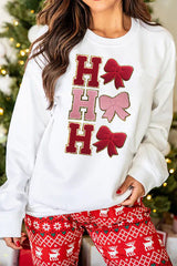 Christmas Letter Bow Loose Casual Long-sleeved Sweatshirt