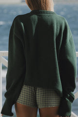 Fashionable Fish Pattern Round Neck Loose Knitted Sweater