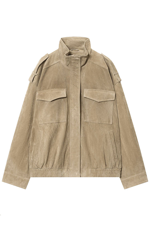 Fashionable Suede Loose Pocket Leather Jacket