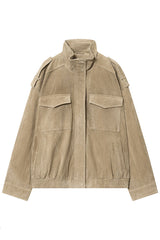 Fashionable Suede Loose Pocket Leather Jacket