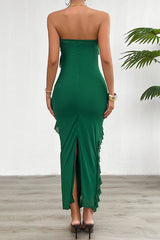 Solid Color Sexy Off-shoulder Slim Back Slit Maxi Dress